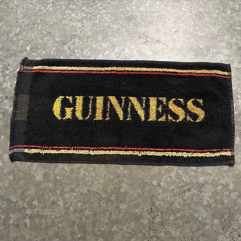 Vintage Guinness Bar Towel Black Gold Yellow Pub Beer Alcohol Home Bar Decor